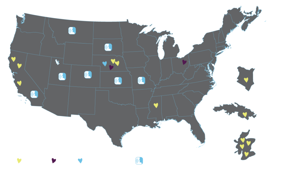 Map showing Pilots of Trauma Talks